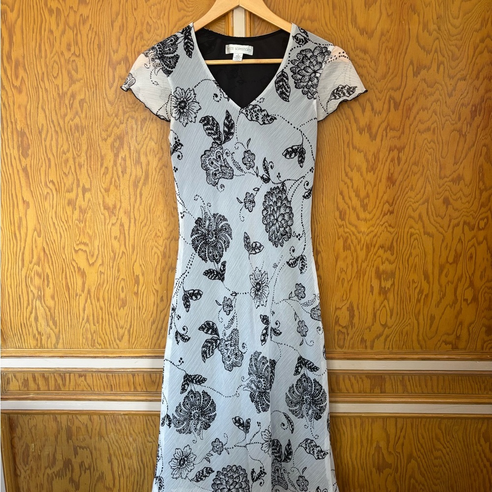 Floral Black and White Dress